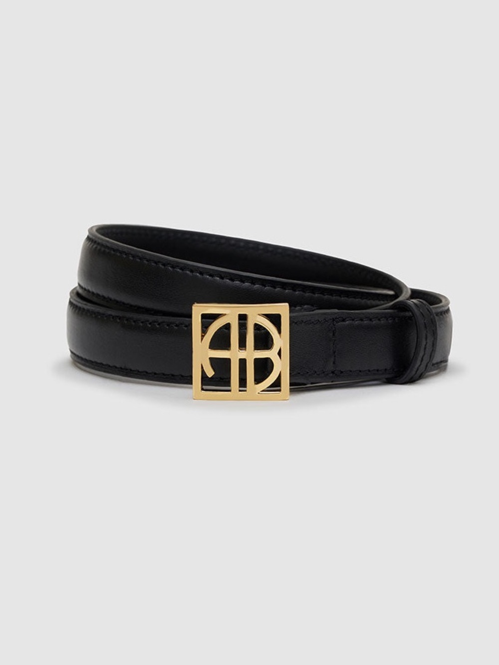 Anine Bing Monogram Leather Belt in Black NWT
